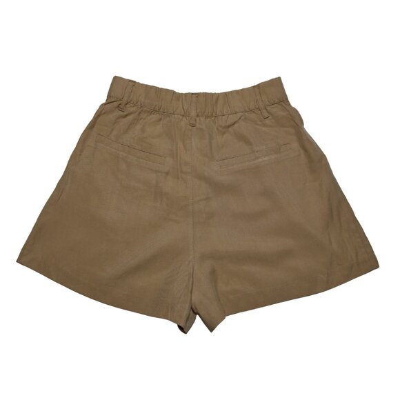 Zara Women's Pleated High Waisted Shorts in Camel Brown, size Extra Small - Picture 2 of 11